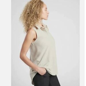 Athleta Sleeveless Button-Up Top Pocket Hi-Low Hem‎ Casual Blouse XS